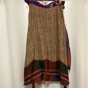 Elegant Beige and Multicolor Swirl Skirt